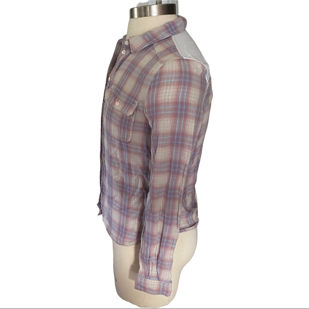 Paige Trudy Flannel Button Front Long Sleeve Pink… - image 4